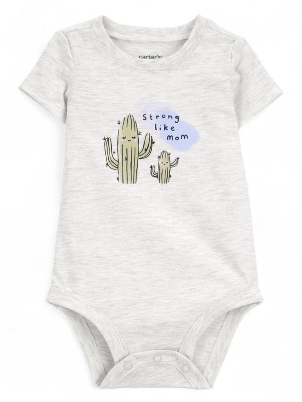 Carter's Heather Gray 'Strong Like Mom' Cactus One-Piece Bodysuit